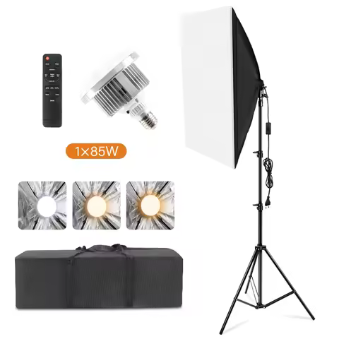20x28in E27 Soft Photo Lighting Kit 30w,58w,85w Led Bulb Adjustable Lights With 1.6M Tripod Softbox 
