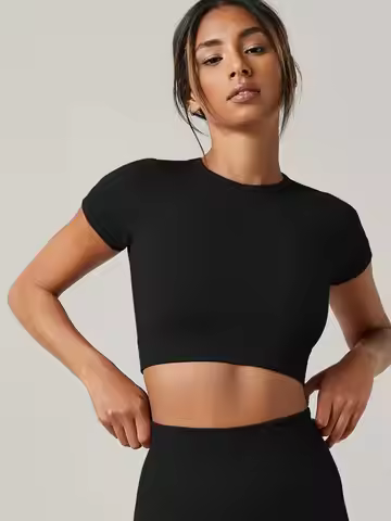 Women Yoga Top Seamless Sport T Shirts Fitness Clothes Short Sleeve Yoga Shirt Gym Top Running Activ