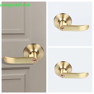 AUGUSTINE Door Lock Lever, Interior Reversible Straight Lever Privacy Door Handle, Door Knob with Round Trim Easy To Install Satin Brass Finish Hardware Lockset Bathroom