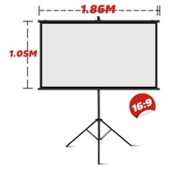 จอโปรเจคเตอร์ Projector Screen จอรับภาพ 4K แบบตั้งพื้น แขวนผนัง ขนาด60/72/84/100 นิ้ว รองรับการฉายภา