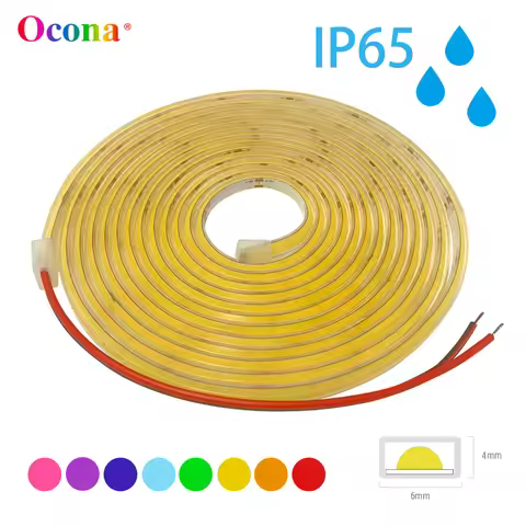 6mm Outdoor Waterproof COB LED Strip Lights For Home Decor DIY Car IP65 DC 12V 24V 5V Flexible Silic