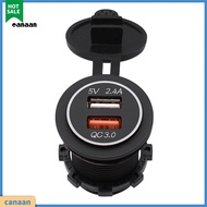canaan|  DC 12V-24V Car Charger for Motorcycle Dual USB Fast Charger Socket Dual USB QC30