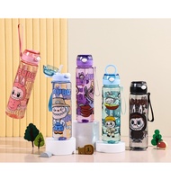 800ML Kids Cute Water Bottle Colorful Transparent Tumbler with Straw for kids