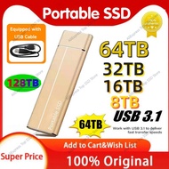 64TB External Hard Drive 128TB 8TB Portable SSD 4TB External Solid State Drive USB 3.1pen Drive 2tb Ssd Nvme M2 For Ps5 Laptop