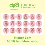 [Available] 3 Sets of 18 Stickers, Cute Customer Care Stickers - Size: 3cm