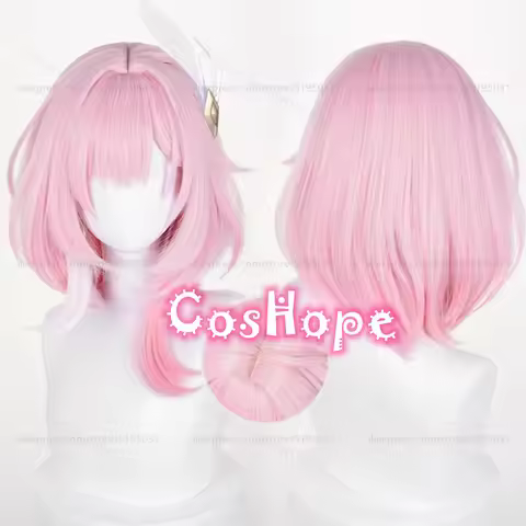 HSR Cyrene Cosplay Wig 38 Cm Short Pink White Mixed Wig Cosplay Anime Cosplay Wigs Heat Resistant Sy