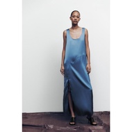 ZARA BLUE EVENING GOWN SATIN MAXI DRESS
