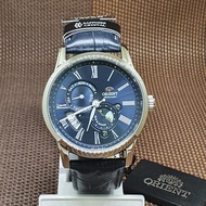 [Original] Orient SAK00005D0 Automatic SunMoon Black Leather Blue Analog Watch