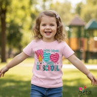 LJW-3-9 Years Kid Girl Summer T-Shirt Letter Bow Print Short Sleeve Round Neck 100 Days of School Ce