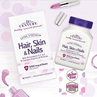 ✅READY STOCK ✅21st Century, Extra Strength Hair, Skin & Nails(90 Tablets)Vit A, C, E, B-Complex & Bi