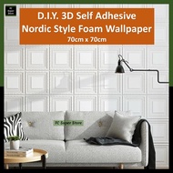 FCSS Foam Wallpaper 3D / Sticker Dinding / Wainscoting Foam Decor Living Room Bedroom / Wall Paper Hiasan Dinding Bilik