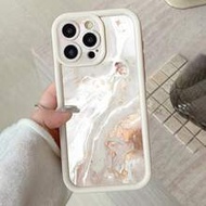 เคสโทรศัพท์พิมพ์ลายหินอ่อนเว้าสีเบจหนากันกระแทกแบบมินิมอล เข้ากันได้กับ iPhone 16/16 Pro/16 Pro Max/