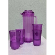 Tupperware Watercolor Pitcher &amp; crystalline low/tall glass Set