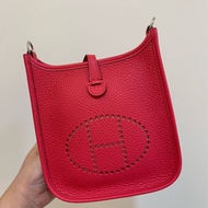 夏天美包降臨 現貨商品 全新商品 台灣購證 Hermes mini 伊芙琳 mini Evelyne 極緻粉 銀釦