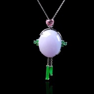 紫羅蘭翡翠蛋面項鍊 18K金鑽石鑲嵌 | 天然緬甸玉翡翠A貨 | 送禮