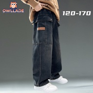 OWLLADE Beggy Baggy Jeans for 12 Years Old Kids Teens Denim Pants for Jeans Boy 385 in Blue Grey C03