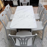 6 SEATER COMPLETE SET 1 TABLE & 6 CHAIRS FOLDING TABLE (FSD 60X120) FOR INDOOR/OUTDOOR MEJA LIPAT