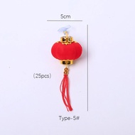 30 Pcs Lampion Imlek Bludru Mini Bulat Hiasan Gantungan Pohon Chinese New Year Dekorasi Tahun Baru 3