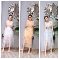 SIZE>60KG TANGF STUFFED DRESS WITH FLOWERS AND STONE