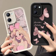 Phone Back Case For Oppo Realme C33 C 33 4G Fashion Cartoon Girl Pink Butterfly Black Cute Cat Red S