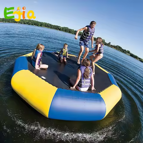 0.9mm PVC Inflatable Water Trampoline inflatable jumping games water trampoline with slide for water