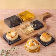 (50pcs) 50G/80G/100G Mooncake Tray Round/Square Dessert Tray with Cover 中秋节带盖月饼盒