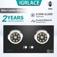 IGRLACE 8.5KW Gas Stove Double Burner Gas Stove Tempered Glass Embedded Liquefied Gas Stove Kompor D