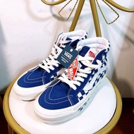 COD SK8-Hi -1712 Vans STYLE 38 สีฟ้า และสีขาว สําหรับผู้ชาย รองเท้าผ้าใบลําลอง และผู้หญิง ข้อสูง ลายตารางหมากรุก dda