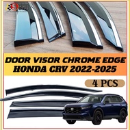 Honda CRV 2022-2025 Stainless Steel Chrome Edge Door Visor | Acrylic Material With Stainless Steel C