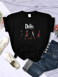 Tee Shirts Women Edward Scissorhands Magician Pirate Gentleman Printed Short Sleeves Female Oversize
