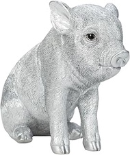 Uvia H12254-13 Sitting Silver Pig (Medium) 7.5 x 3.3 x 5.9 inches (19 x 8.3 x 15 cm), Doll, Figure, 