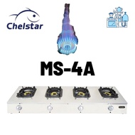 CHELSTAR Commercial Gas Stove Stainless Steel 4 Burner MS-4A