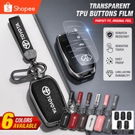 Leather Zinc Alloy TPU Car Key Case Shell Holder Chain for Toyota Smart Remote Cover with 5D Floral 