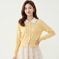 ( LUXOYEZ ) INSTANT | DABIN TOP - Knitted TOP Love ButtonWanita with Curly Collar Small Mesh TOP wit