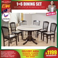 CT4BL-MTC-TOP CC61122M 1+6 Seater Round Grade A Marble Solid Wood Dining Set Kayu High Quality Turke