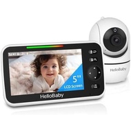 HelloBaby No WiFi Baby Monitor 5" Screen 30-Hour Battery Pan-Tilt-Zoom Video Upgrade with Camera and