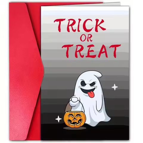 1pc, Halloween card, Trick or treat, Happy Halloween, the ghost with the tongue sticking out, the gh