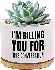 I'm Billing You For This Conversation Lawyer Gifts Succulent Plant Pot With Bamboo Tray Round Attorn