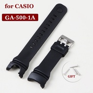 Rubber Watch Strap for Casio GA-500-1A Series GA-500 Black Bracelet Mens Watches Accessories Waterpr