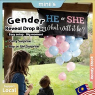 MINIIS Boy Or Girl Gender Reveal Decoration Baby Gender Reveal Balloon Drop Bag Set Party Balloon Ga