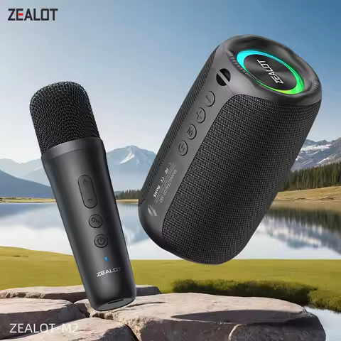 ZEALOT-M2m Karaoke Machine Portable bluetooth speaker with 1-2 Wireless Microphone with Enhanced Bas