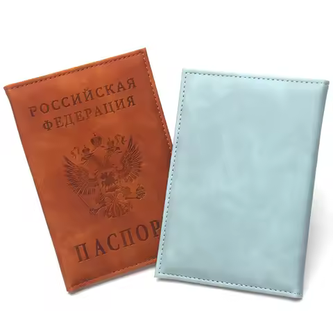 Russian Federation Style Men Women Passport Holder Passport Case Id Holder Ticket Holder Leather Pas