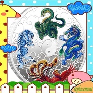 39A- 1 Piece Ancient Mythical Creatures Lucky Coin Lottery Ticket Scratcher Tool Silver Lucky Charms Challenge Coin