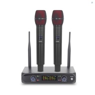 Wireless Microphone System with 2 Handheld Mic VHF UHF Wireless Microphone for Home Cinemas Sound Cards Speakers Mixers Low-frequency Professional Cordless Dynamic Microphones