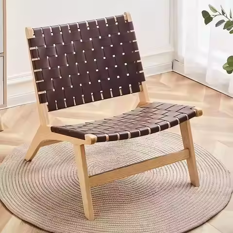 Saddle Chair Leisure Coffee Lounger Balcony Solid Wood Rattan Single Sofa Leisure Area High-grade Wo