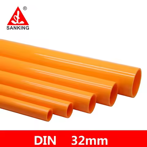 Sanking 32mm UPVC Orange Pipe PVC Pipe Coupling Water Supply Fish Tank PVC Pipe Joints Aquarium Drai
