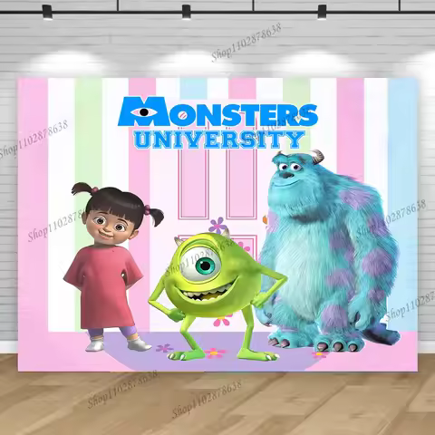 Monsters Inc Boo Backdrop Baby Birthday Party Girl First Background Mike Wazowski Pink Cake Baby Sho