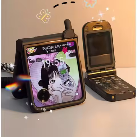 Cute Retro Phone Design for Samsung Galaxy Z Flip 3 4 5 6 7 for Motorola Razr 40 50 60 70 Ultra Xiao
