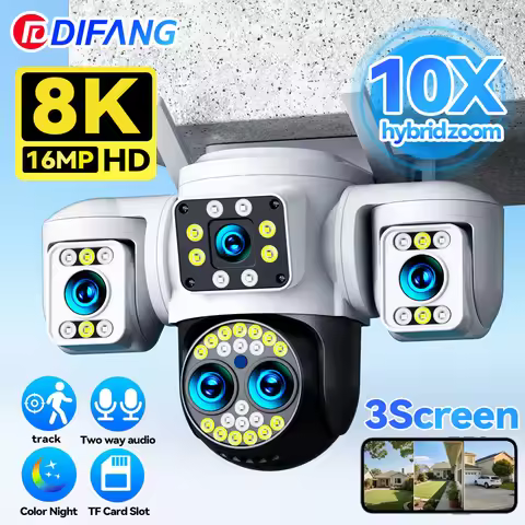 Yoosee WiFi Camera Outdoor Three Screen Four Lens 10X Zoom Auto Tracking Yoosee CCTV Onvif Security 