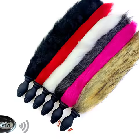 1pcs, Vibrating silicone tail anal plug, Role-playing animal games, Vibrators, Anal extension exerci